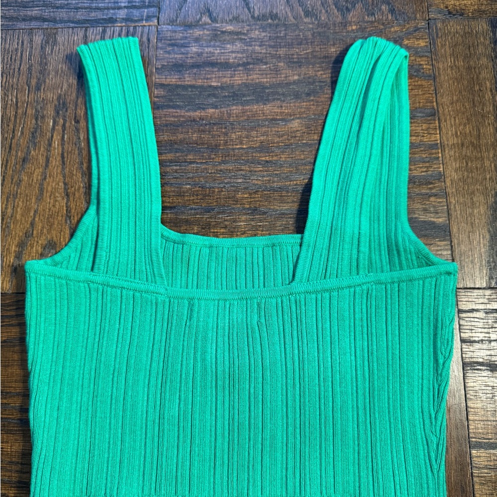 Green Ribbed Women's Top - S - Picture 2 of 4